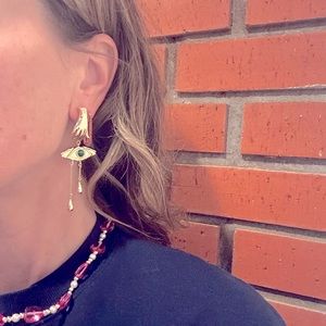 “& Other Stories” Gold Evil Eye Dangling Earrings